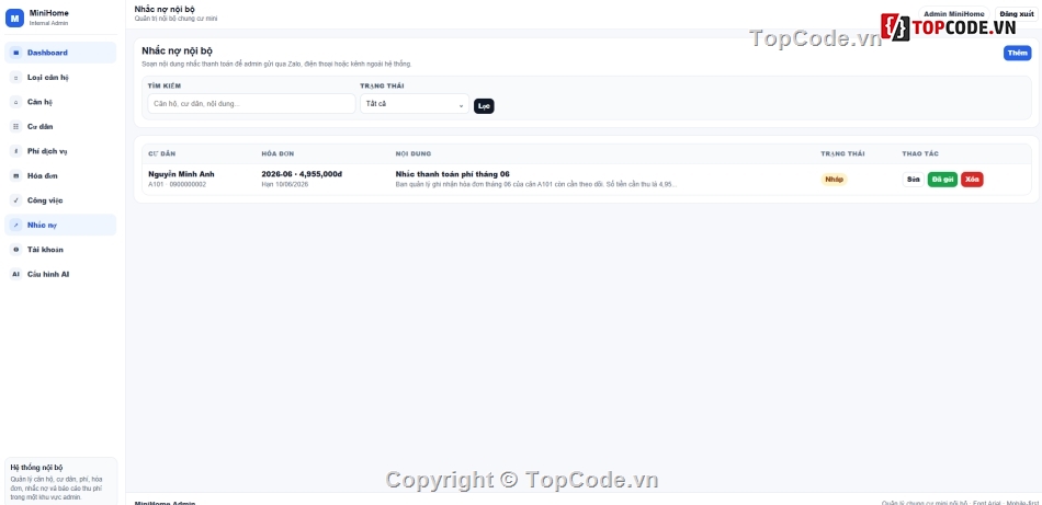 Quản Lý Khu Chung Cư,Website Quản Lý kho,Code Website Quản Lý